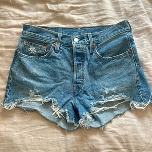 Levi's Blue Distressed Jean Shorts